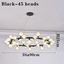 Axyaa Black Gold Chandelier with Double Glass Lampshade for Elegant Lighting