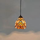 Mosaic Pendant Light with Stained Glass Shade in Colorful Mediterranean Style by Axyaa