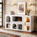 Axyaa 59" White Modern Console Table with 6 Compartments