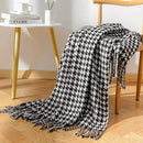 Axyaa Houndstooth Decor Throw Blanket Soft Sofa Scarf, Modern Bed Flag Tassel