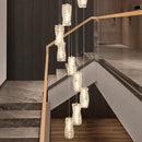 Axyaa Crystal Stair Chandelier Ceiling Light: Modern LED Hanging Chandeliers for Indoor Living Room
