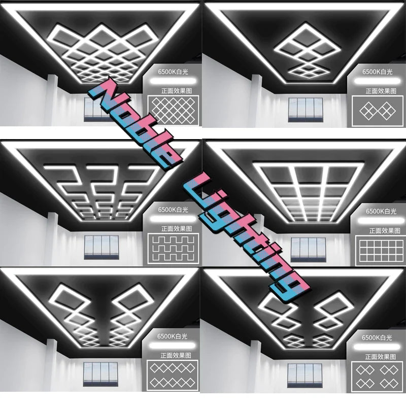 Axyaa 4.8X2.4M Hexagon LED Garage Ceiling Lights 6500K - Linkable Brilliance