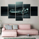 Axyaa Black Cool Cars 5-Piece Canvas Wall Art for Stylish Home Decor