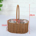 Axyaa Hand-Woven Rattan Flower Basket with Handle