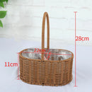 Axyaa Hand-Woven Rattan Flower Basket with Handle