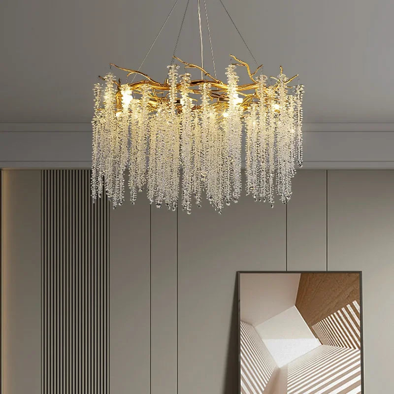 Luxury Crystal Chandeliers: Axyaa Long Round LED Pendant Lamp