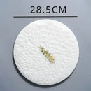 Axyaa Rock Pattern Dinner Plate Matt White French Ceramic Tableware