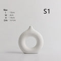 Axyaa Circular Hollow Vase: Donuts Ceramic Flower Vase for Home & Office Decor