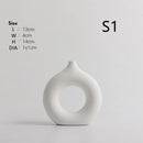 Axyaa Circular Hollow Vase: Donuts Ceramic Flower Vase for Home & Office Decor