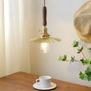 Axyaa Copper Walnut LED Pendant Lights: Modern Hanging Lamp for Hallway, Bedroom, Dining Room