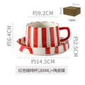 Axyaa Minimalist Stripe Ceramic Coffee Cup and Saucer Set