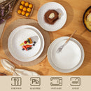 Axyaa Ceramic Dinnerware Set, Modern Relief Design, 12/16 Piece, for Dining Essentials