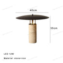 Axyaa Stone Table Lamp with Clear Glass Lampshade and LED Mood Lights