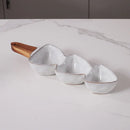 Axyaa Ceramic Handle Bowl Snack Plate with Bamboo & Wood Handle