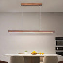 Axyaa Walnut Wood LED Chandelier Straight Strip Light