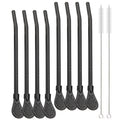 Axyaa Stainless Steel Drinking Straws Spoon Set for Cocktails & Tea - 8Pcs