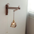 Axyaa Antique Brass Wall Lamp with Amber Glass Shade for Home Decor