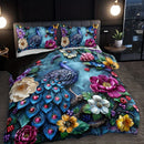 Axyaa Floral Duvet Cover Set with 2 Pillowcases - All-Season Animal Print, Breathable