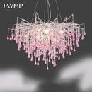 Axyaa Pink Crystal Chandelier Raindrop Pendant Light for Modern Home Decor