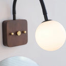 Axyaa Glass Ball LED Wall Lamps Black Hose Adjustable Wood Bathroom Lights