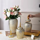 Axyaa Golden Ceramic Luxury Vase Storage Bottle Flowerpot Ornament