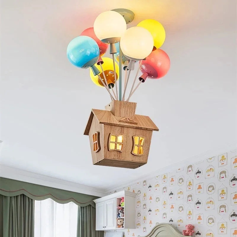 Axyaa Cartoon Balloon Glass Pendant Light for Kids Room Decor