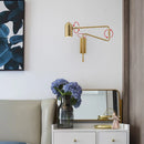 Axyaa Long-Arm Wall Lamp, Adjustable & Retractable with Switch, E27 Bedside Reading Light