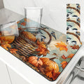 Axyaa Maple Leaf Absorbent Draining Mat - Quick Dry Kitchen & Bathroom Drain Pad
