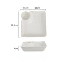 Axyaa Square Ceramic Dumpling Plate with Vinegar Grid - Japanese Style Home & Restaurant