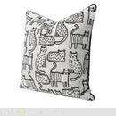 Axyaa Black & White Velvet Cat Embroidered Cushion - Modern, Simple, Children's Room