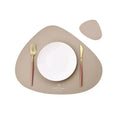 Axyaa Oval Faux Leather Placemat Coaster Sets - Waterproof Non-Slip Nordic Table Pads