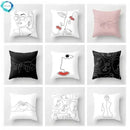 Axyaa Abstract Art Couple Portrait Pillow Cover 45X45CM