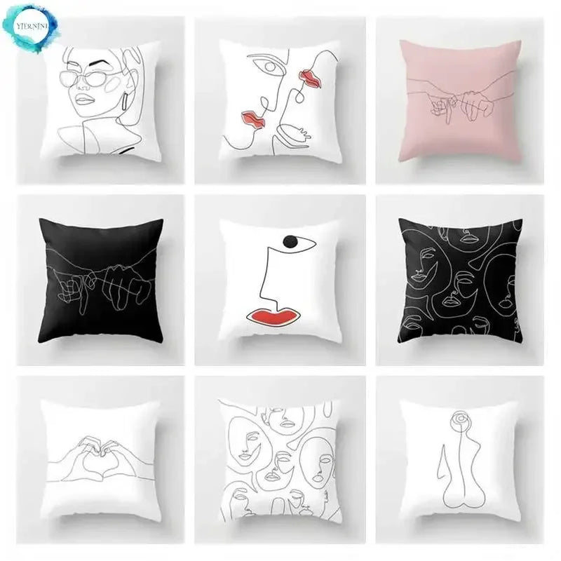 Axyaa Abstract Art Couple Portrait Pillow Cover 45X45CM