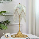 Axyaa French Table Lamp Retro Living Room Bedroom Villa Tassels Desk Light