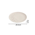 Axyaa White Porcelain Steak Plate, Half Rock Textured Dining Plate, Tableware