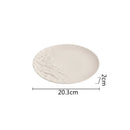 Axyaa White Porcelain Steak Plate, Half Rock Textured Dining Plate, Tableware