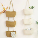 Axyaa 3-Layer Handwoven Wall Hanging Storage Basket - Multiuse Door Storage Pouch