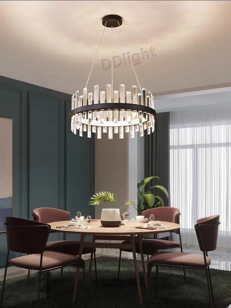 Axyaa Crystal Chandelier Lamp Set for Modern Industrial Lighting in Living Room