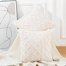 Fuzzy Short Wool Fleece Throw Pillow Cover for Sofa, Axyaa Branded Square Patterned Plush Cushion