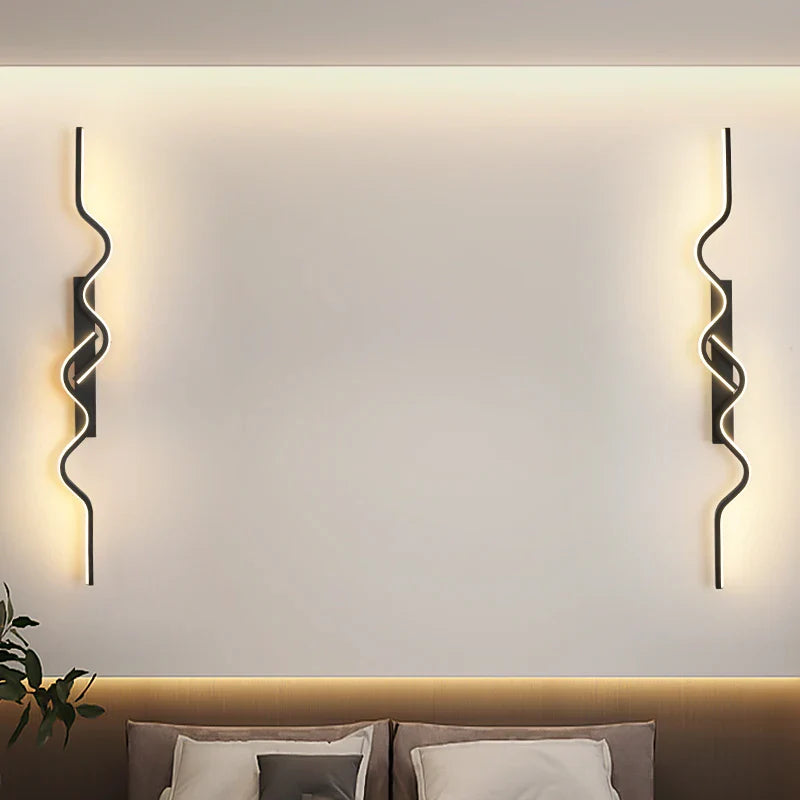 Axyaa Black LED Wall Sconce 80/100CM Strip Light for Bedroom Decor & Background