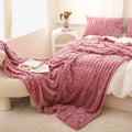 Axyaa Solid Color Rabbit Plush Blanket | Thick Flannel Sofa Office Blanket