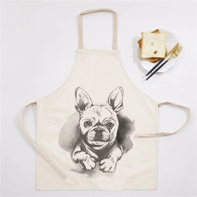Axyaa Christmas Dog Kitchen Ladies Apron - Fun Cartoon Animal Apron for Home Cooking