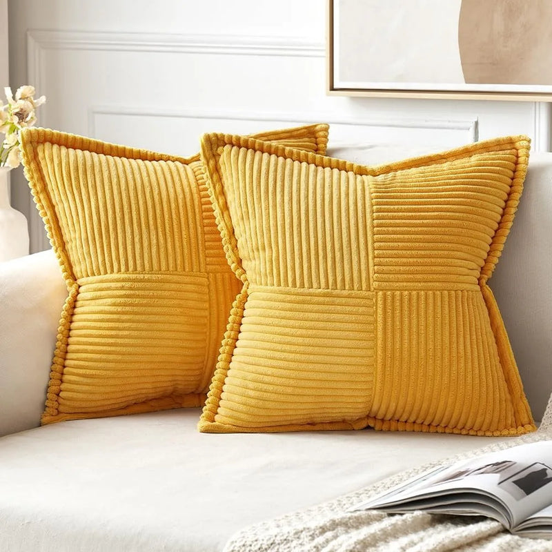 Luxury Cream White Corduroy Cushion Cover 45x45 - Axyaa Signature Collection