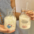 Axyaa Cat Glass Cup & Straw Set - Cute & Aesthetic Tumbler for Various Drinks