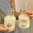 Axyaa Cat Glass Cup & Straw Set