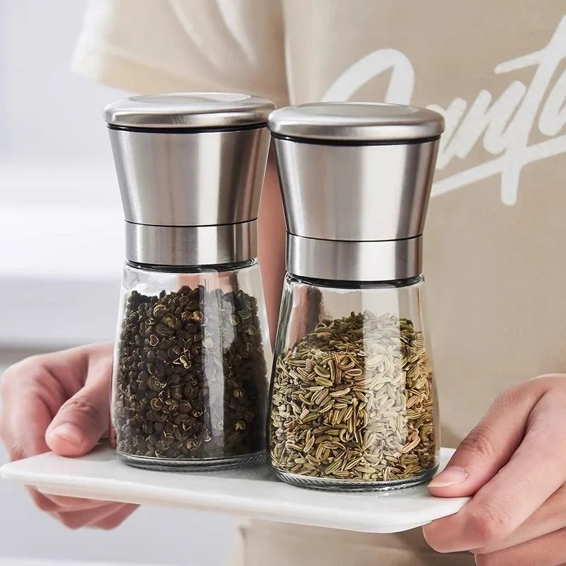Axyaa Stainless Steel Glass Spice Bottle Grinder Mill Kitchen Gadget