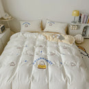 Axyaa Cute Bread Rabbit Embroidery Bedding Set, Soft Single/Double Duvet Cover & Pillowcases