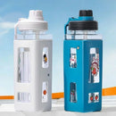 Axyaa Square Plastic Water Bottle with Straw, Leak Proof Sports Cup, 600ML Large Capacity