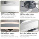Axyaa Modern Reversible Ceiling Fan with App Remote, LED Lights, Black/White, 60W