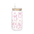 Axyaa 16oz Cherry Bow Plastic Cup with Straw Lid - Holiday Drinkware Gift